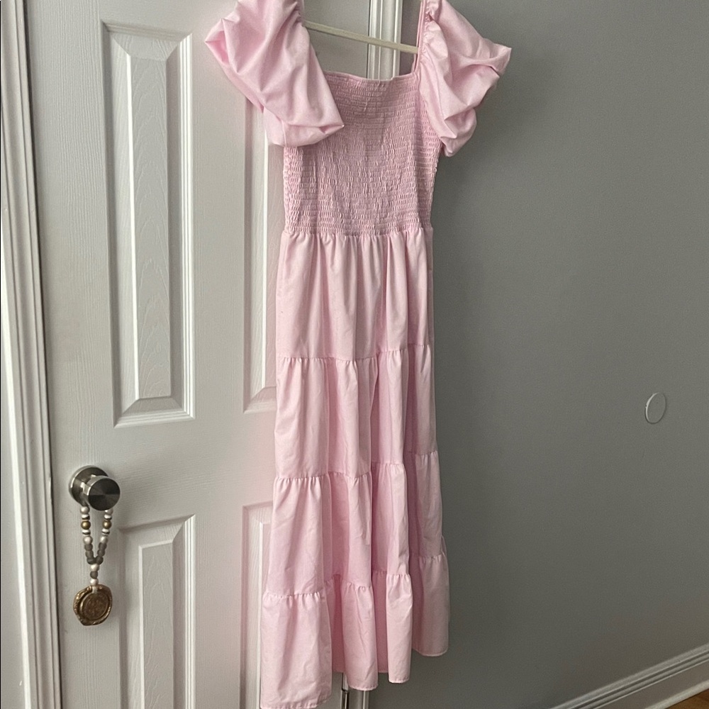 Pink Tiered Off-Shoulder Dress